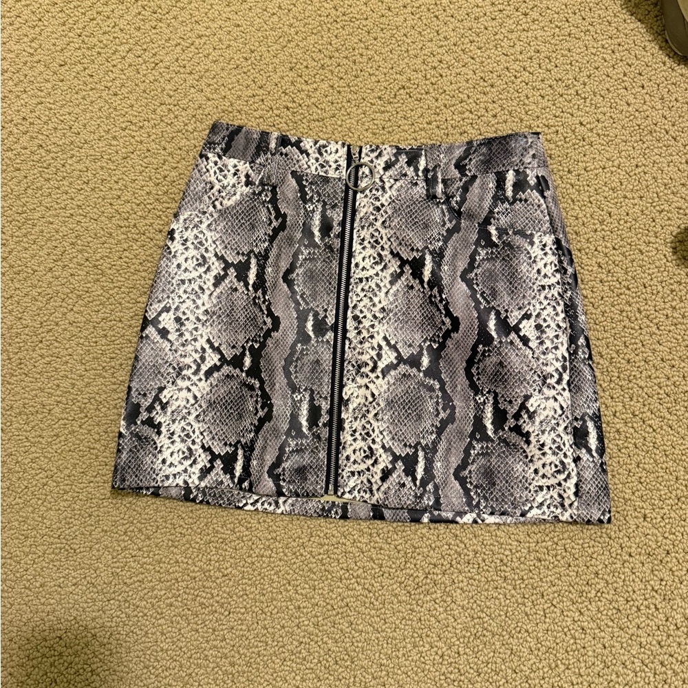 Wild Honey Black and Gray Snake Print Mini Skirt